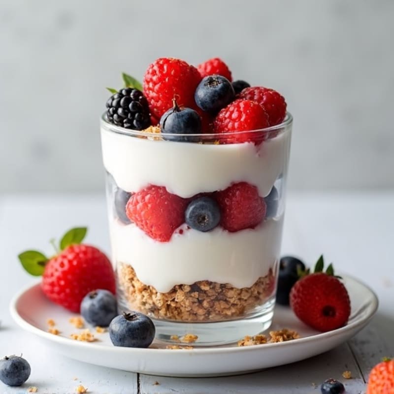Greek Yogurt Protein Parfait with Mixed Berries