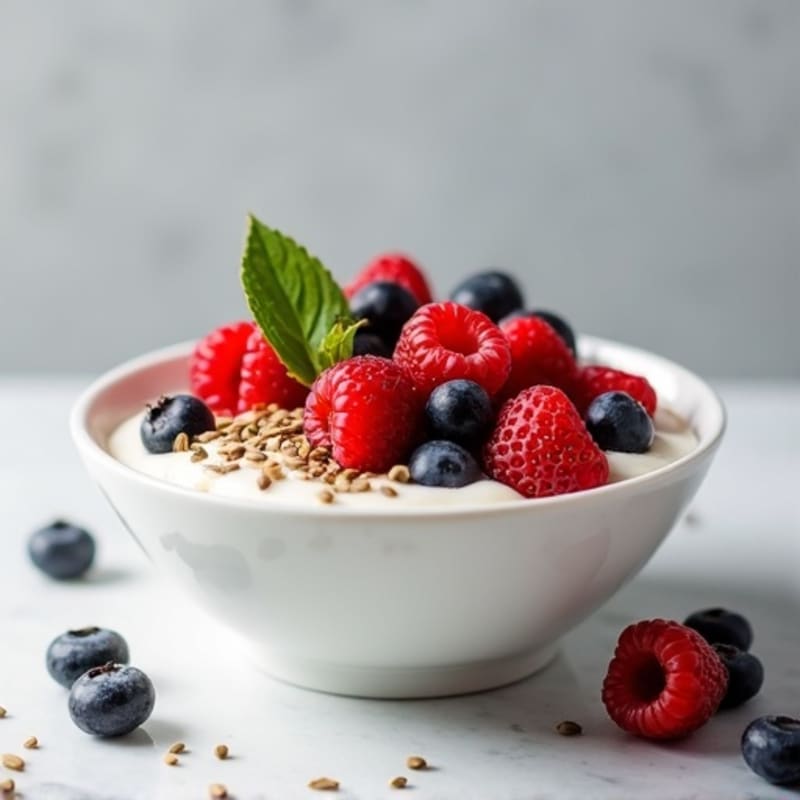 Silky Greek Yogurt Bowl with Mixed Berries and Hemp Seeds