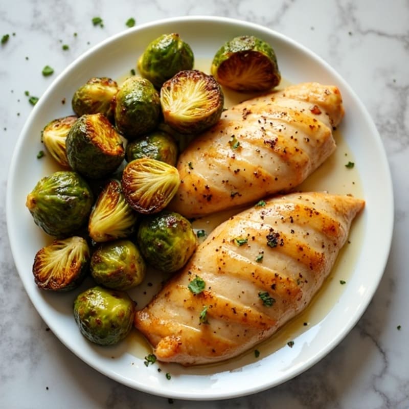 Sheet Pan Lemon Garlic Chicken with Crispy Roasted Brussels Sprouts