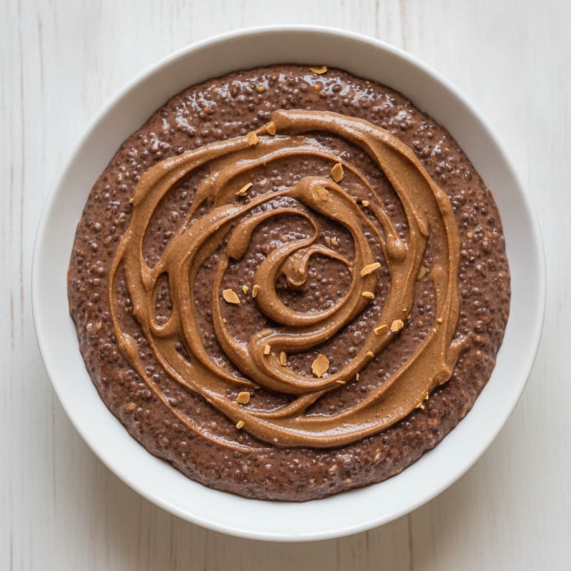 Chocolate Protein Chia Pudding with Almond Butter Swirl