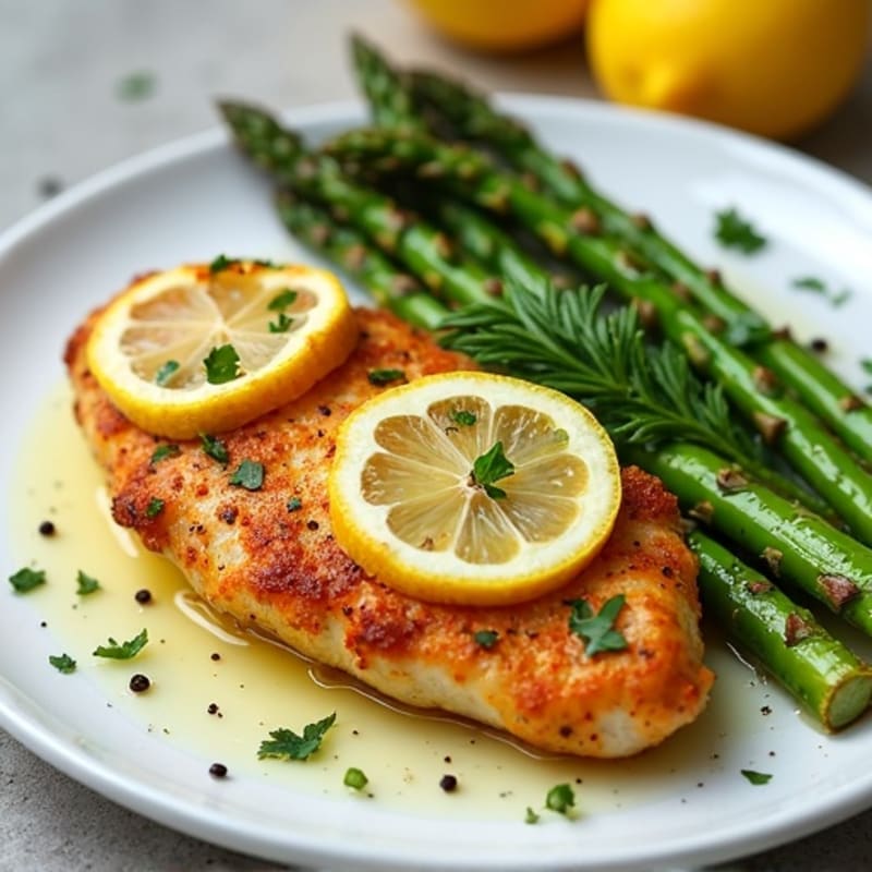 Crispy Lemon Herb Chicken with Roasted Asparagus