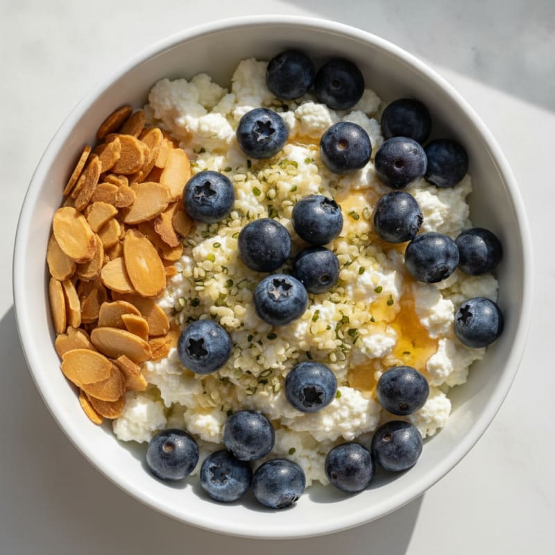 Cottage Cheese and Berry Protein Bowl with Almonds