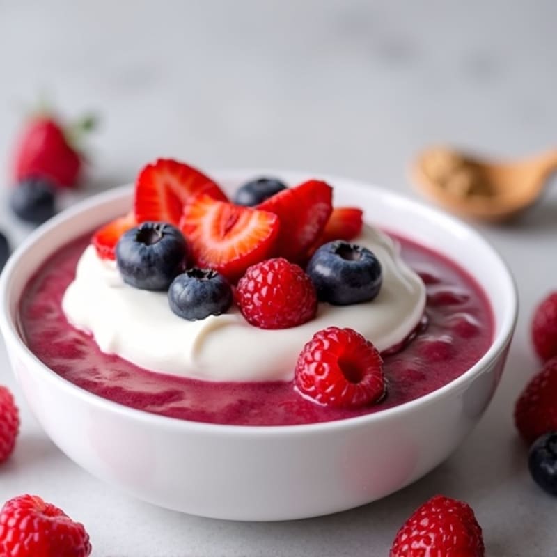 High-Protein Greek Yogurt with Mixed Berries and Collagen Peptides