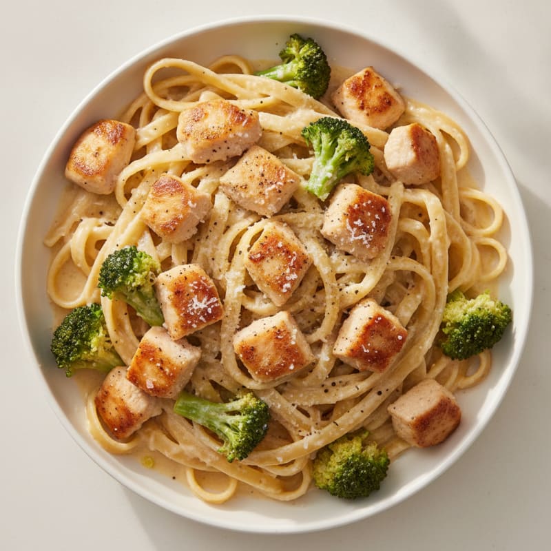 Creamy Garlic Chicken Alfredo with Chickpea Pasta