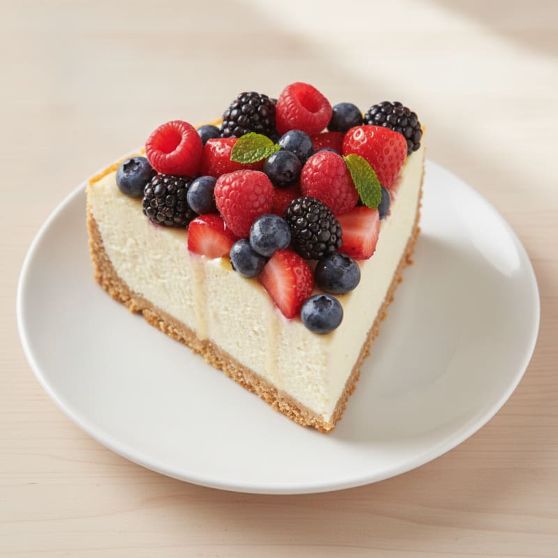 Greek Yogurt Protein Cheesecake with Mixed Berries
