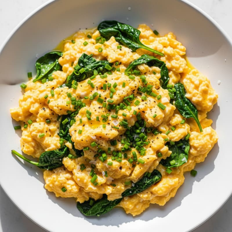 Creamy Golden Scrambled Eggs with Chives