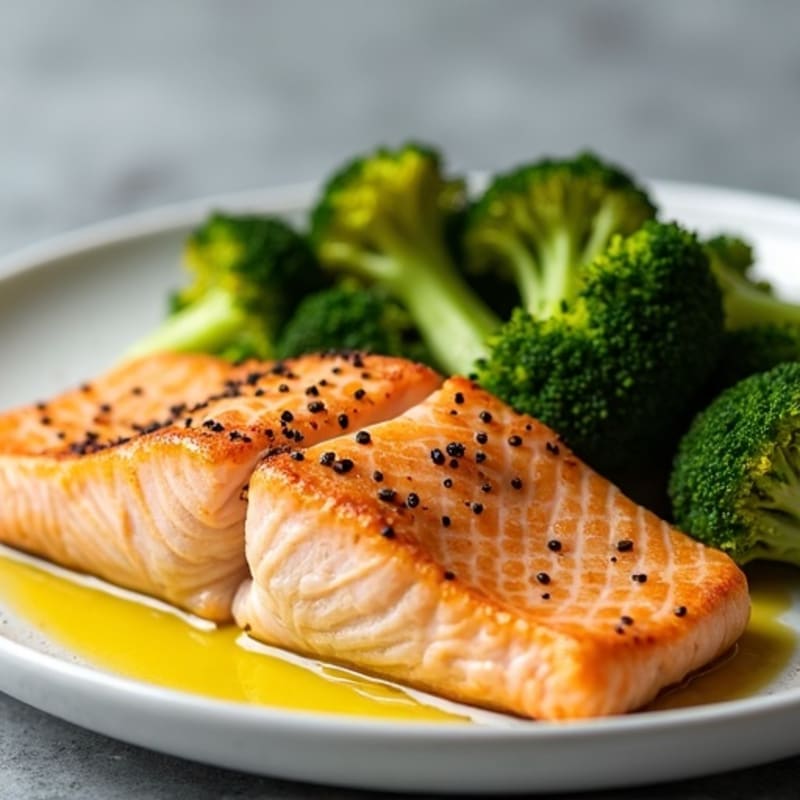Flaky Baked Salmon with Roasted Broccoli