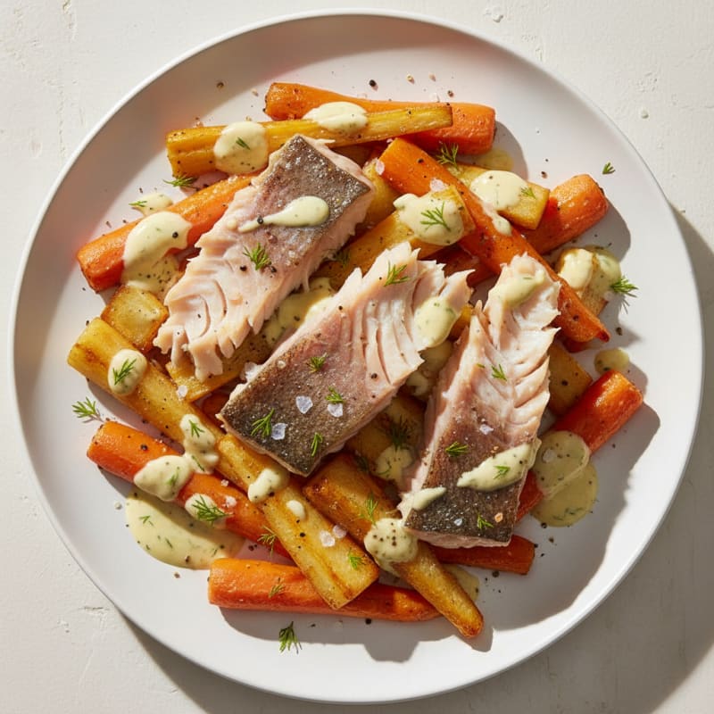 Smoked Trout with Roasted Root Vegetables