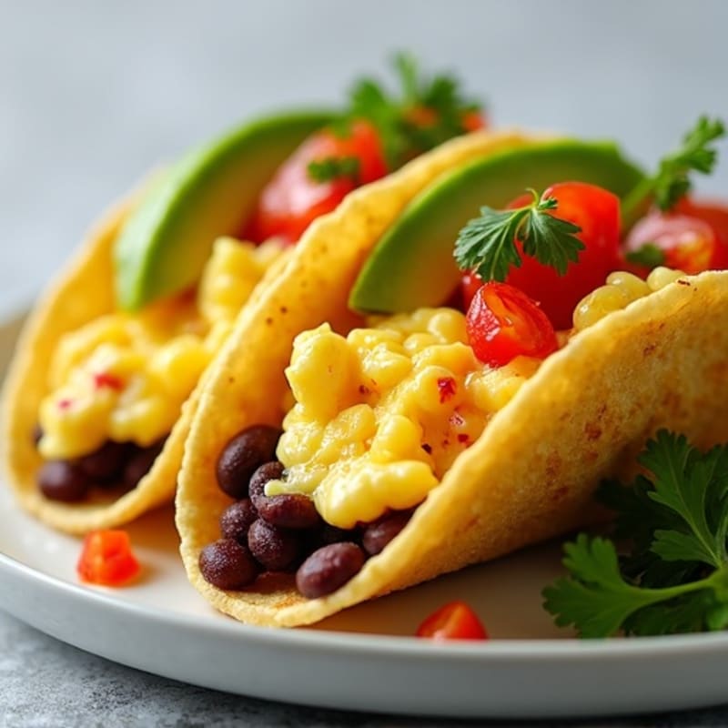 Hearty Scrambled Egg and Black Bean Breakfast Tacos
