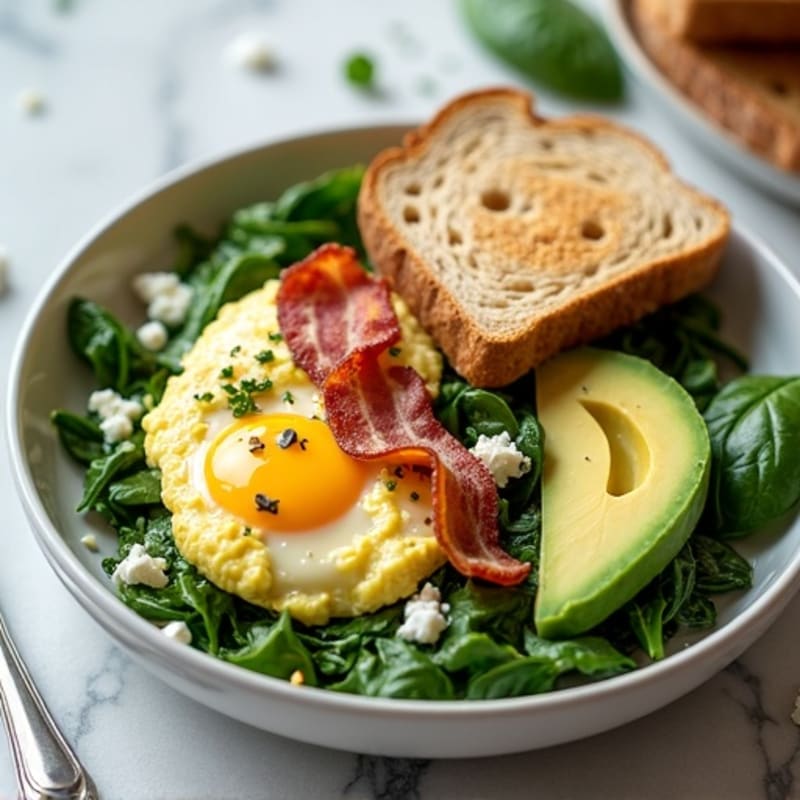 Egg White Scramble with Spinach and Turkey Bacon