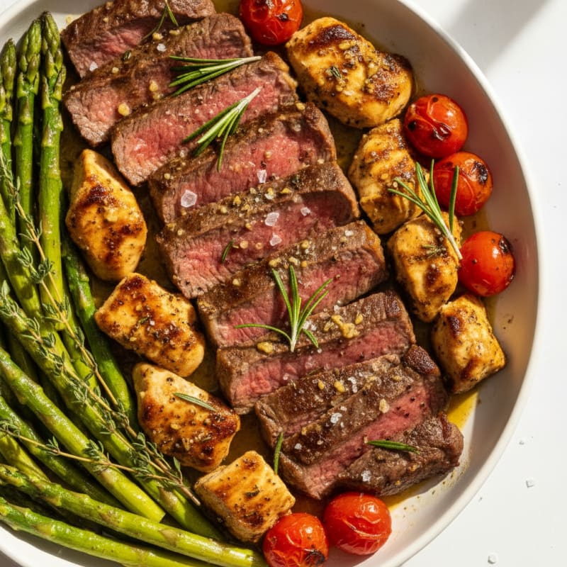 Garlic Herb Steak and Chicken Platter