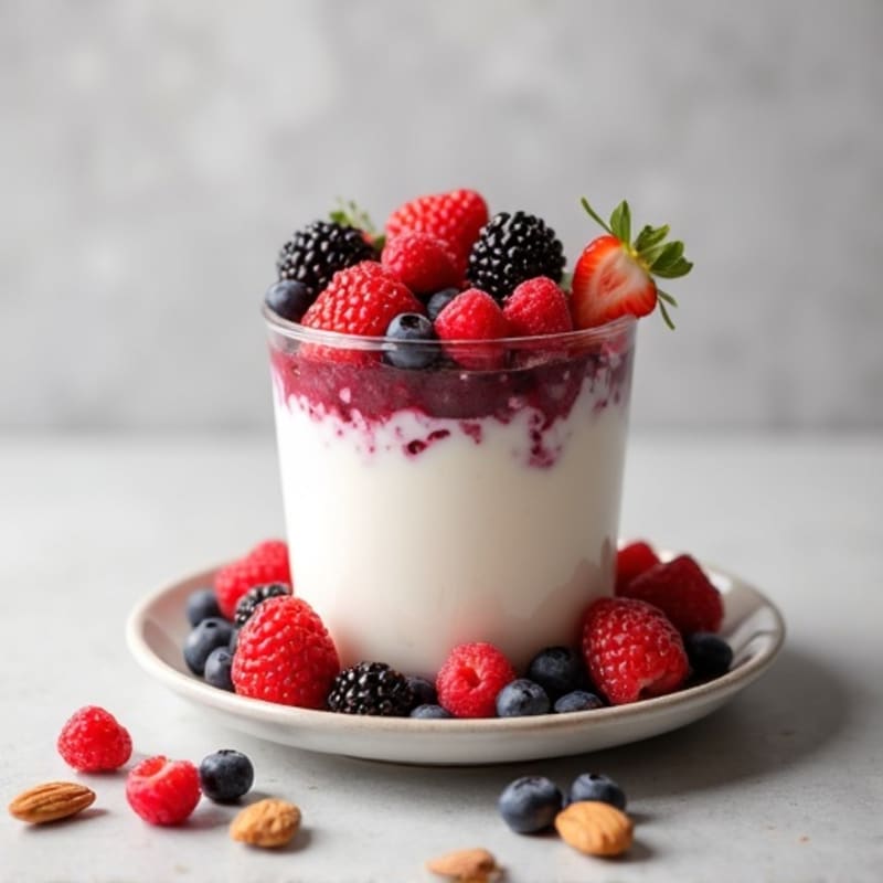 Greek Yogurt Protein Parfait with Mixed Berries and Almonds