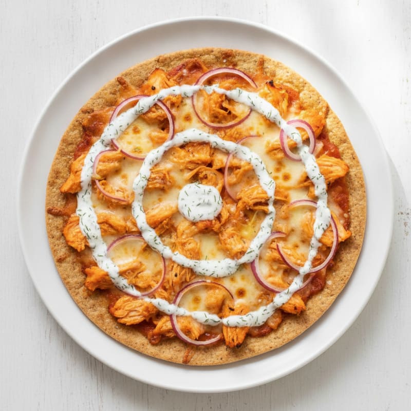 Buffalo Chicken Pizza with Ranch Drizzle