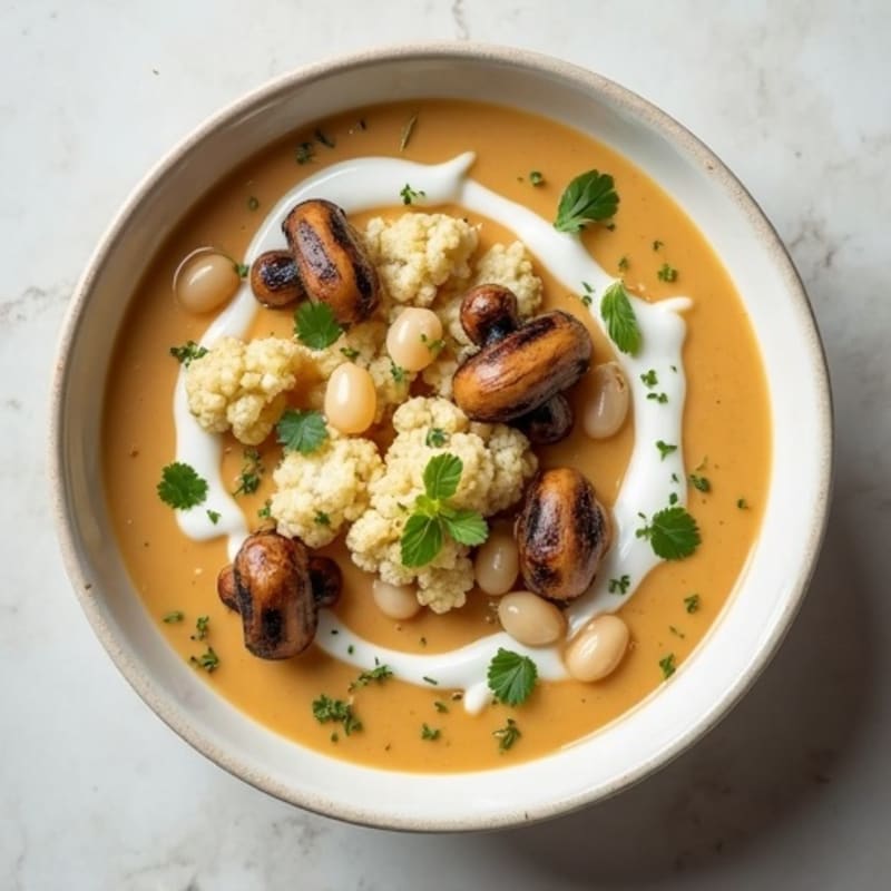 Creamy Roasted Cauliflower and Mushroom Soup