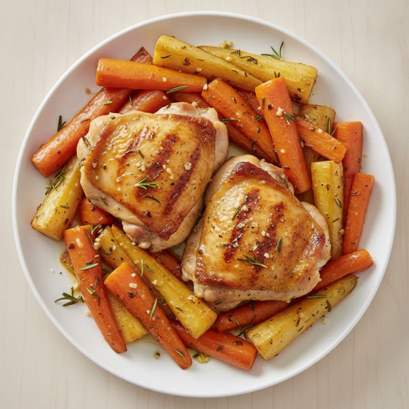 Pan-Seared Chicken Thighs with Roasted Root Vegetables