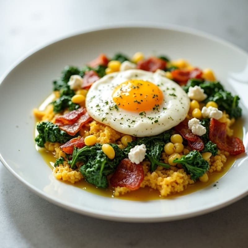 Egg White and Spinach Scramble with Turkey Bacon