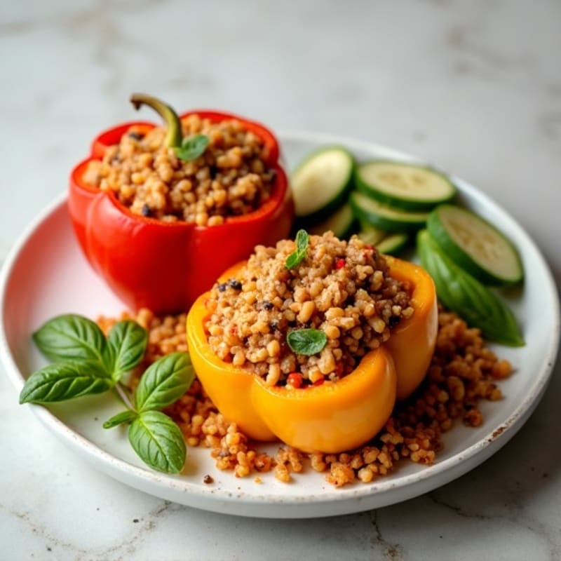 Lean Ground Turkey and Brown Rice Stuffed Bell Peppers