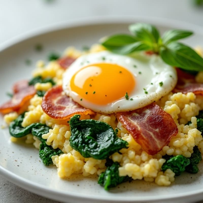 Cottage Cheese Scramble with Spinach and Turkey Bacon