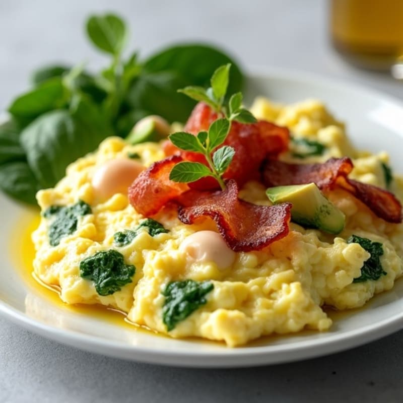 Egg White Scramble with Spinach and Turkey Bacon