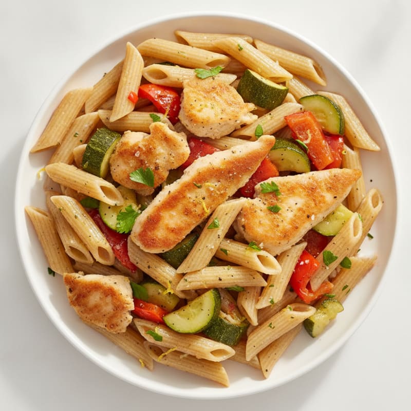 Lemon Herb Chicken Pasta with Roasted Vegetables