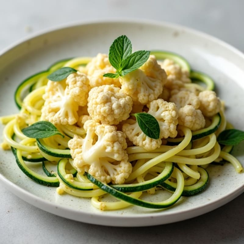 Creamy Cashew Cauliflower Alfredo with Zucchini Noodles