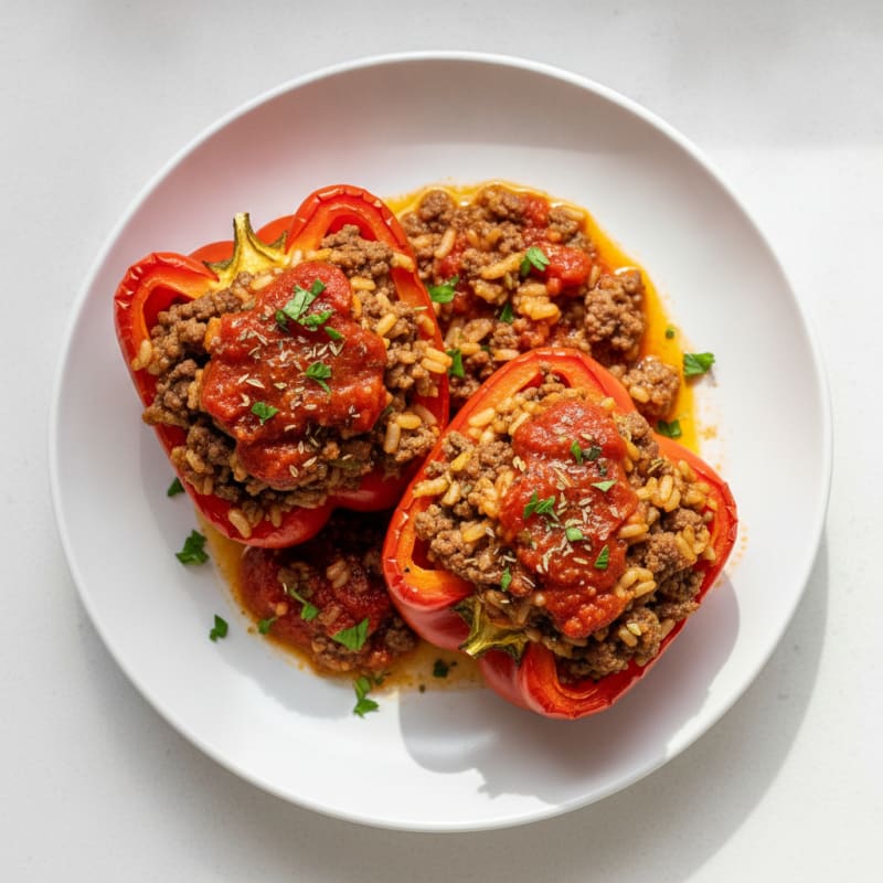 Beef and Rice Stuffed Bell Peppers