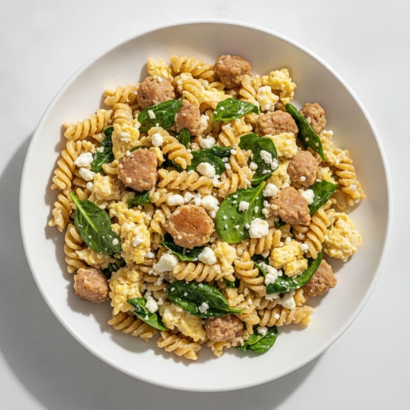 Egg White and Turkey Sausage Scramble with Spinach and Feta