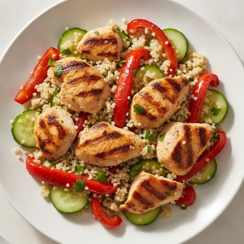 Grilled Chicken Quinoa Salad with Roasted Peppers