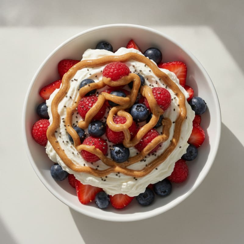 Greek Yogurt Protein Parfait with Almond Butter and Berries