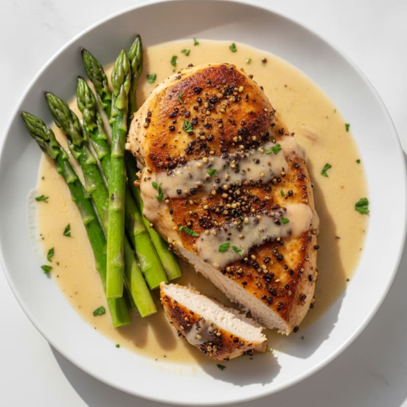 Pan-Seared Peppercorn Chicken with Cream Sauce