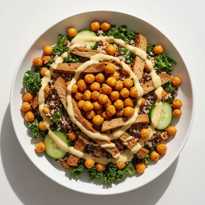Crispy Chickpea and Quinoa Power Salad with Lemon Tahini Dressing