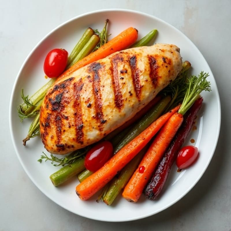 Honey-Maple Roasted Rainbow Carrots with Grilled Chicken