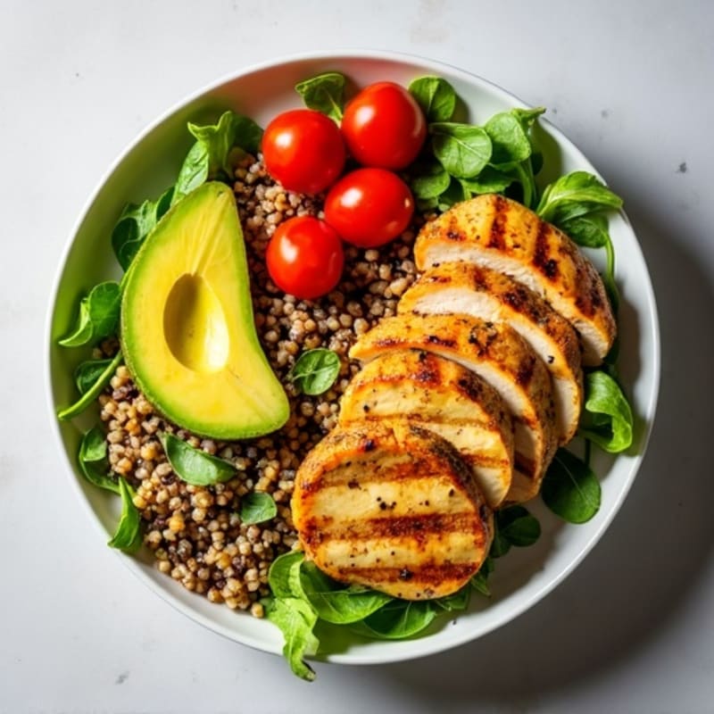 Crisp Avocado and Grilled Chicken Power Bowl