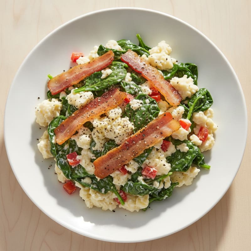 Egg White Scramble with Spinach and Turkey Bacon