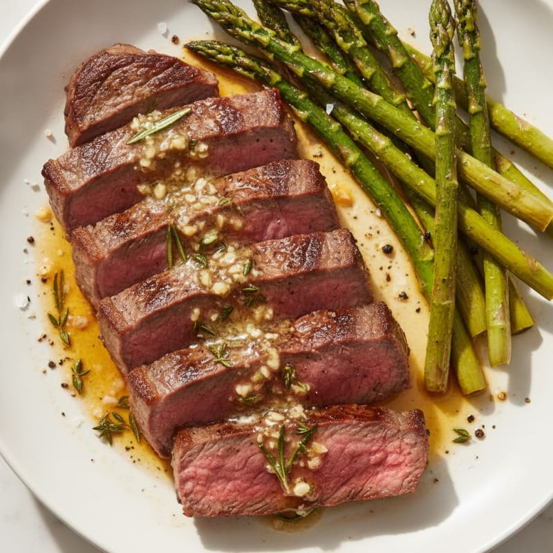Garlic Herb Butter Steak with Asparagus