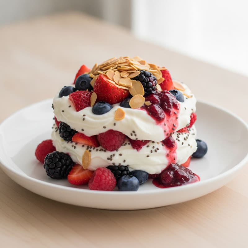Greek Yogurt Protein Parfait with Mixed Berries