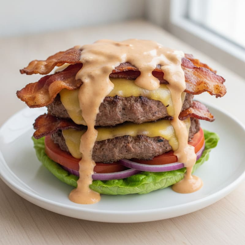 Double Bacon Cheeseburger with Secret Sauce