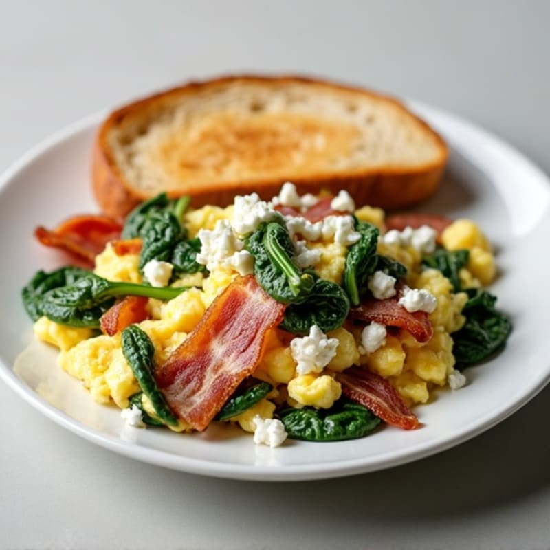 Egg White Scramble with Spinach and Turkey Bacon