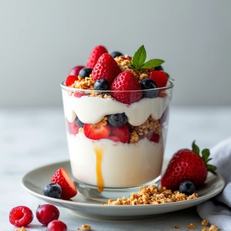 Greek Yogurt Protein Parfait with Mixed Berries