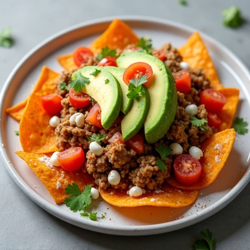 Crispy Sweet Potato Nachos with Spiced Ground Turkey and Creamy Avocado