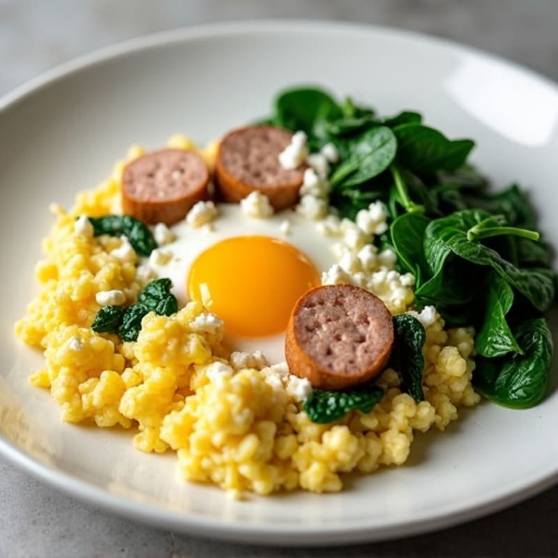 Egg White Scramble with Spinach and Turkey Sausage