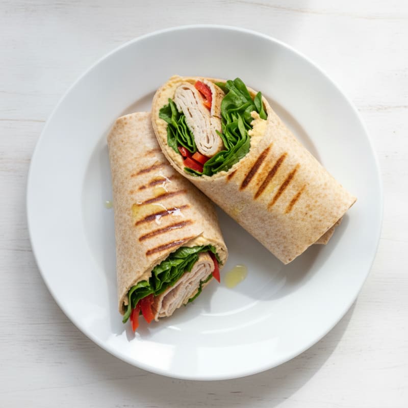 Grilled Turkey and Spinach Wrap with Hummus