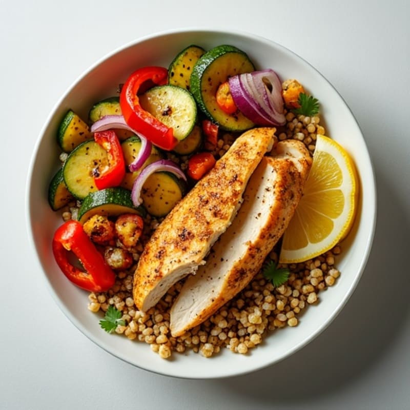 Herb-Spiced Chicken Shawarma Bowl with Roasted Vegetables