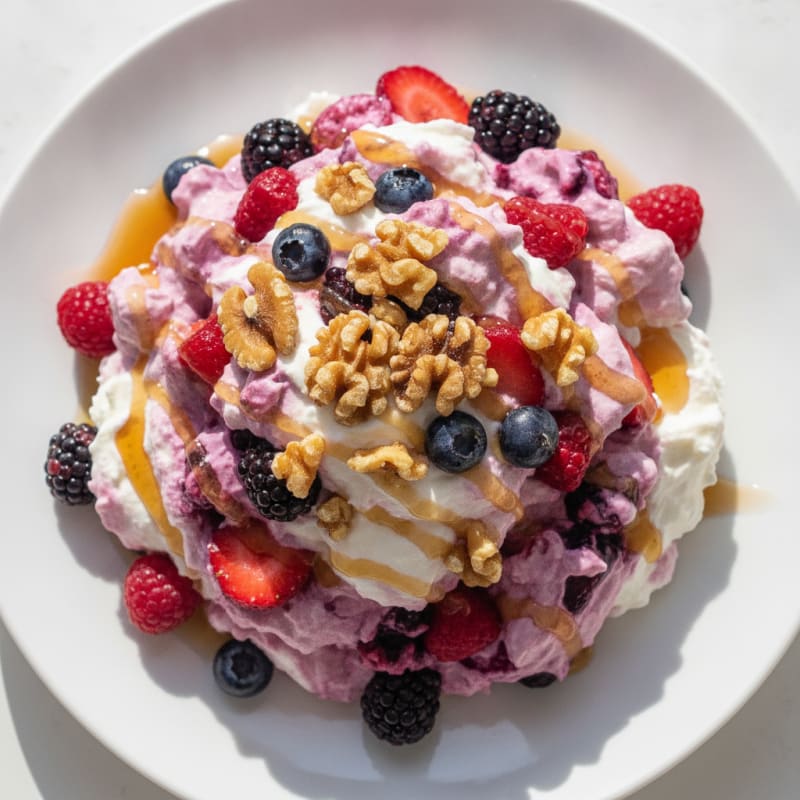 Silky Greek Yogurt Protein Mousse with Mixed Berries