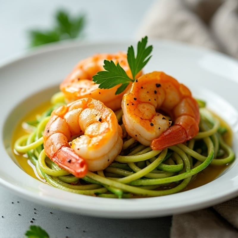 Pan-Seared Lemon Garlic Butter Shrimp with Zucchini Noodles