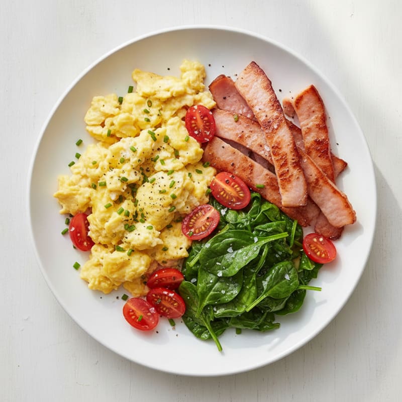 High-Protein Scrambled Egg and Ham Breakfast Platter