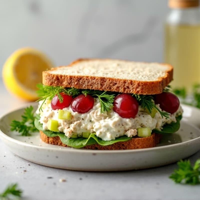 Creamy Shredded Chicken Salad Sandwich with Fresh Herbs