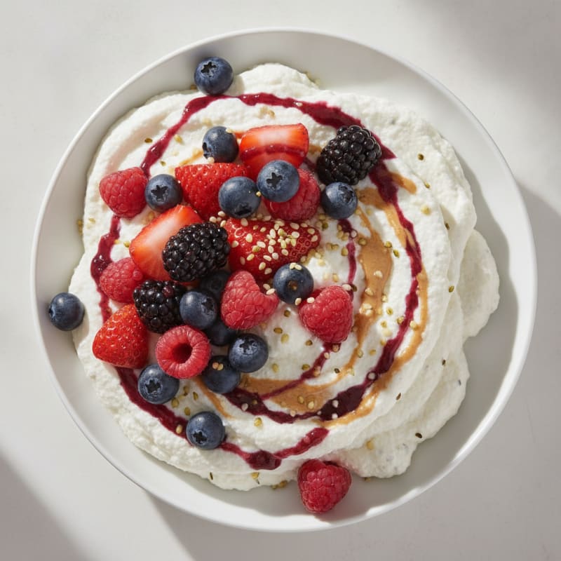 Greek Yogurt Protein Mousse with Mixed Berries