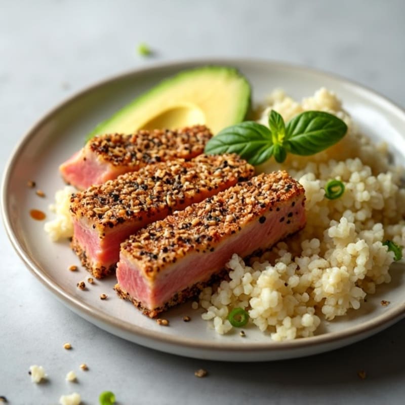 Sesame-Crusted Tuna with Cauliflower Rice