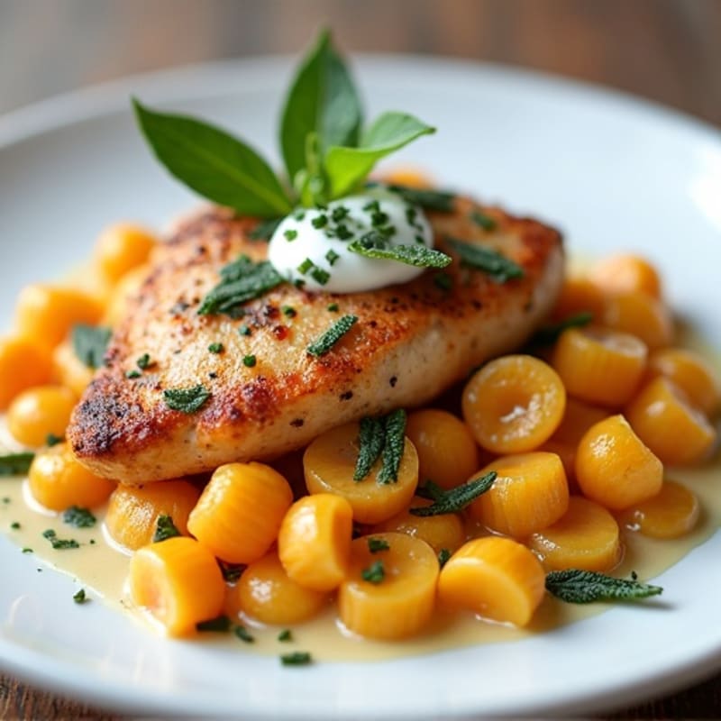 Creamy Sweet Potato Gnocchi with Pan-Seared Chicken and Crispy Sage